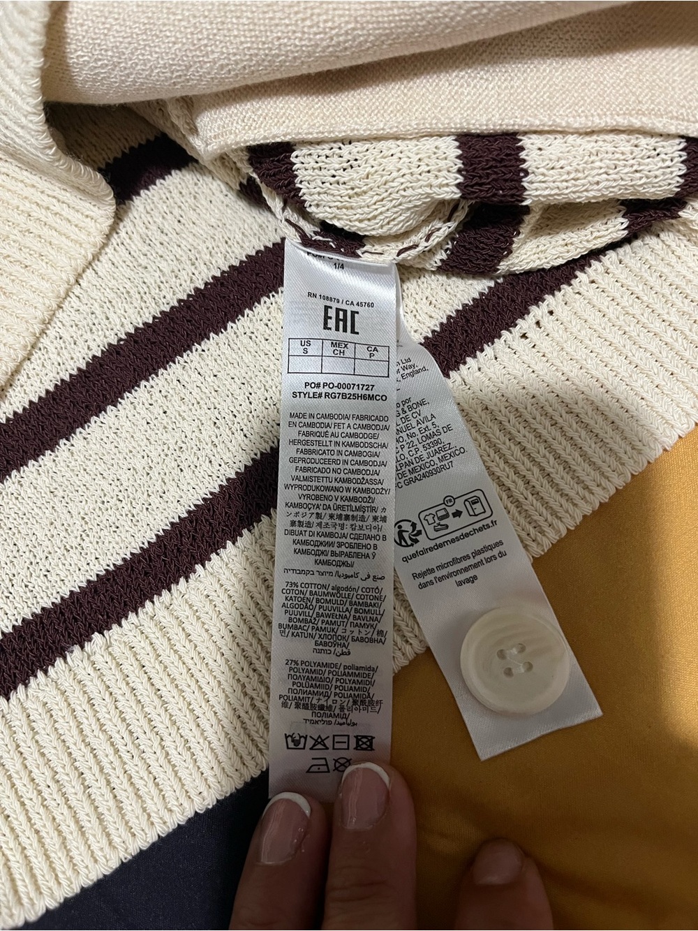 rag & bone Cream and Brown Striped Knit Cardigan - Picture 8 of 8